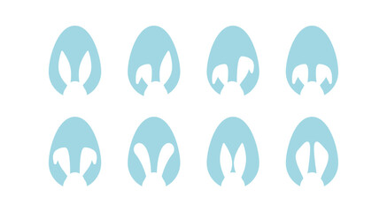 Egg shapes with bunny ears. Easter shapes collection. Vector EPS 10