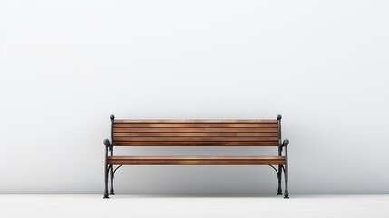 Wooden bench. Park outdoor waiting bench isolated on a white background. - obrazy, fototapety, plakaty