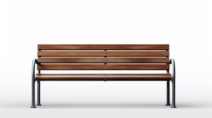 Wooden bench. Park outdoor waiting bench isolated on a white background.