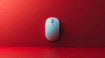 a white computer mouse on a red background