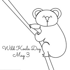 line art of Wild Koala Day good for Wild Koala Day celebrate. line art. illustration.