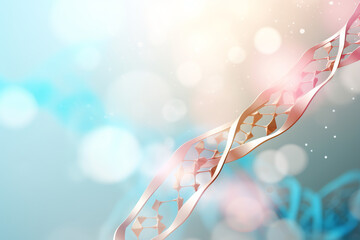 Obraz premium close up medical illustration of abstract cell, molecular structure, red, blue, white. blurred background. veins, bubbles