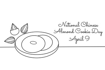 line art of National Chinese Almond Cookie Day good for National Chinese Almond Cookie Day celebrate. line art. illustration.