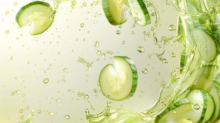A close up of a bunch of cucumbers in water, AI