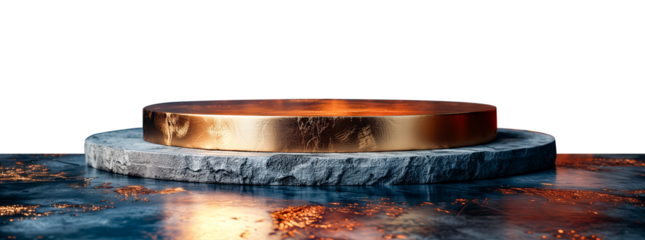 3D realistic podium with black and golden colors, empty space for product presentation, for poster and banner composition