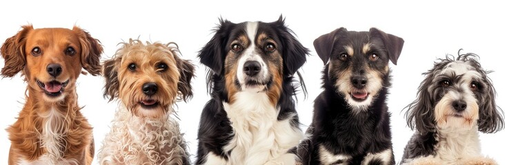 A Diverse Assembly of Five Canine Friends Captured Generative AI