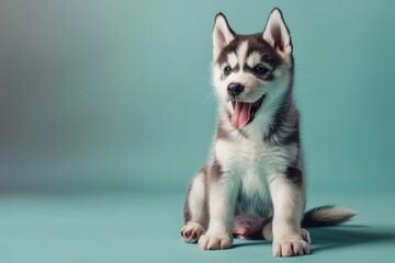 Charming Siberian Husky Puppy with Mesmerizing Blue Eyes - Generative AI