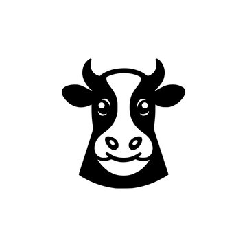 cute cow cattle farm animal logo vector illustration template design