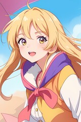 Obraz na płótnie Canvas Beautiful anime girl vibrant color