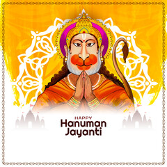 Beautiful Happy Hanuman jayanti hindu festival greeting card