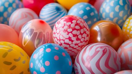 Fototapeta premium Close-ups of patterned and colorful balloon designs background
