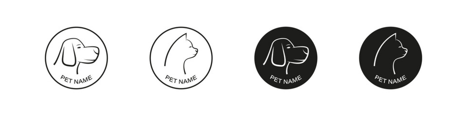 Pet name tag vector icon. Dog and cat personal tags icons.
