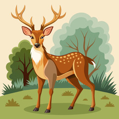 Deer, reindeer, red deer, roe, maral, fawn, doe, beast, pet, vector, illustration, draw, cartoon, pretty, cute