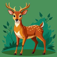 Fototapeta premium Deer, reindeer, red deer, roe, maral, fawn, doe, beast, pet, vector, illustration, draw, cartoon, pretty, cute