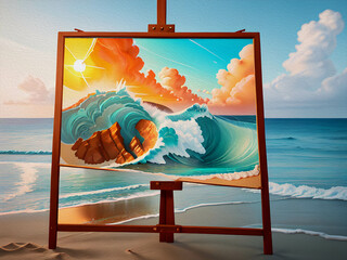 Beach Waters, Oil Painting - 755531856