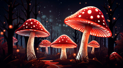 Fototapeta premium beautiful detail of forest mushrooms in the grass growing in the autumn forest