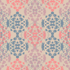 Blue and white watercolor ornament painted with watercolor on paper.