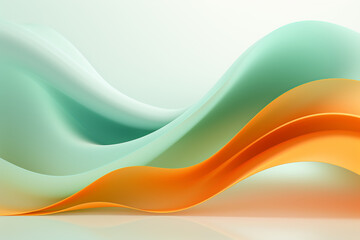 Fototapeta premium simple minimalistic style, flat design with a wavy texture in light green, orange and white colors