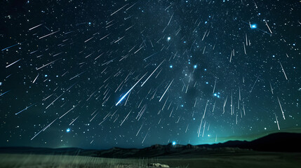 A meteor shower streaking across the sky background