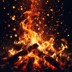 Fototapeta na wymiar real fire flames on a black background overlay