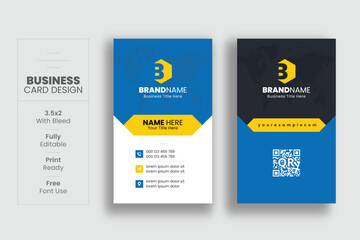 Vertical Creative Corporate Business Card Design Template