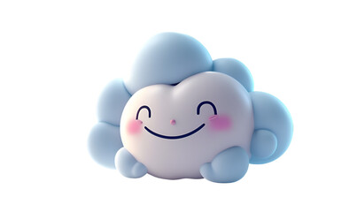 Cute smiling cloud cartoon character isolated on a transparent background