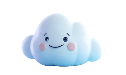 Cute smiling cloud cartoon character isolated on a transparent background