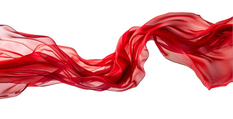 Flying Red Silk Fabric Isolated on a Transparent Background