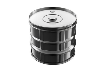 Black Metal Oil Barrel Isolated on White Background