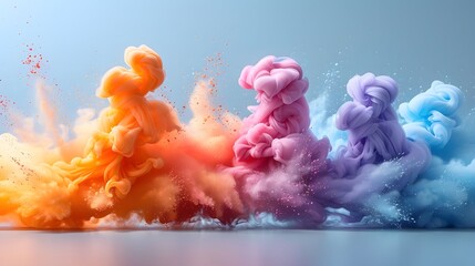 Splash explosion of orange, pink, purple, and blue smoke, beautiful motion of color smoke exploding...