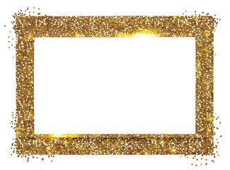 Rectangle Gold Glitter Frame Isolated on White Background Illustration