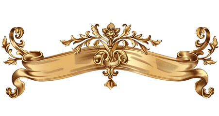 Vintage Gold Ribbon Banner Isolated on a Transparent Background