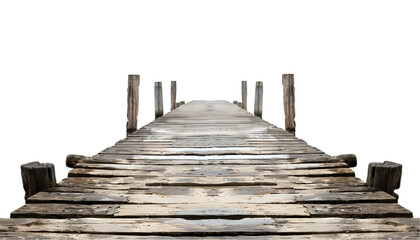 Old Wooden Dock Isolated on a Transparent Background
