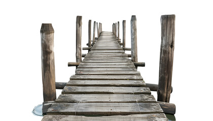 Old Wooden Dock Isolated on a Transparent Background