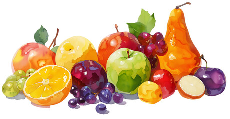 Realistic Watercolor Illustration of Citrus Fruits on White Background
