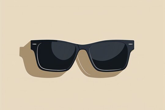 a black sunglasses on a beige background