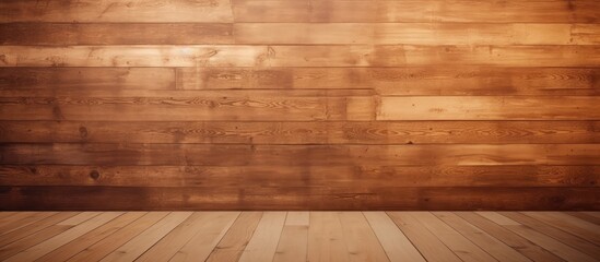 An empty room featuring a wooden wall and floor, showcasing simplicity and minimalism in interior design. The room appears stark with its lack of furnishings, drawing attention to the natural textures