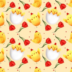 Obraz na płótnie Canvas seamless pattern with easter eggs and chickens