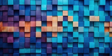 Spectrum of colorful wooden blocks aligned on a rustic old wood table. Japanese Color set. Background or cover for something creative, diverse, and in multiple variations. - Powered by Adobe