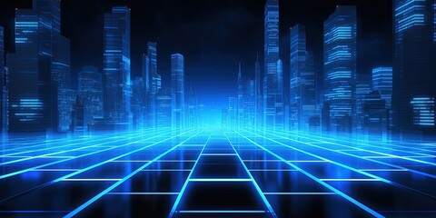 Obraz premium Blue Neon Business Background