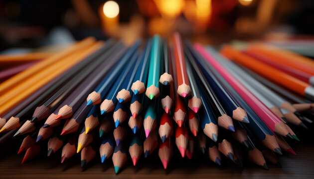 a bunch of pencils together.
