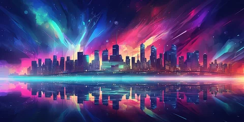 Foto op Canvas Colorful Nightlife background. City night life concept abstract background. © Sanych
