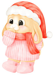 cute christmas bunny watercolor