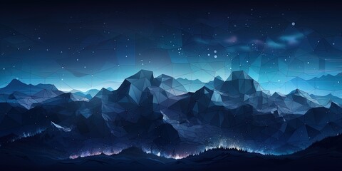 Big data, abstract mountain range made from hexagonal shapes, data mining and management concept