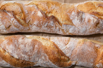 Fresh homemade french baguette bread .