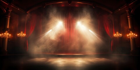 Theater stage light background with spotlight illuminated the stage for opera performance. Empty...