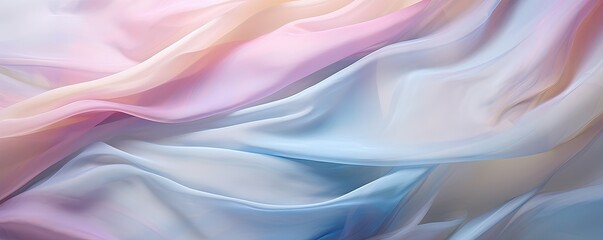 Abstract pastel blowing silk fabric. Gusting delicate scarves. Iridescent curtains billowing in the wind. - obrazy, fototapety, plakaty
