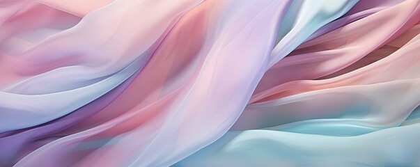 Abstract pastel blowing silk fabric. Gusting delicate scarves. Iridescent curtains billowing in the wind.