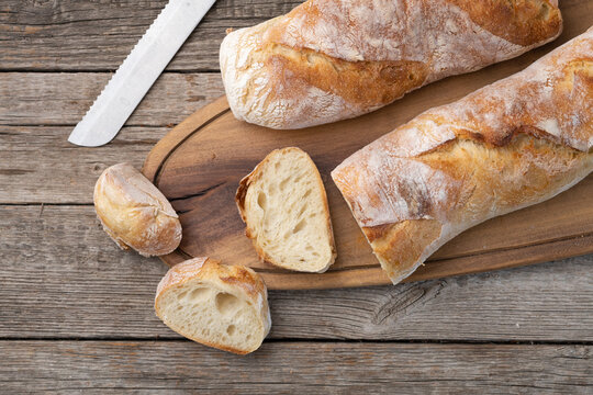 Fresh homemade french baguette bread .