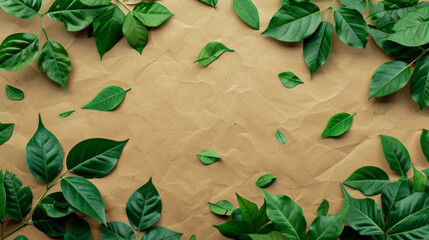 Green Leaves on Recycled Paper